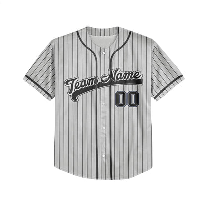 Personalized Name Custom Collection Grey Striped Black Baseball Jersey