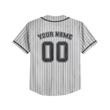 Personalized Name Custom Collection Grey Striped Black Baseball Jersey
