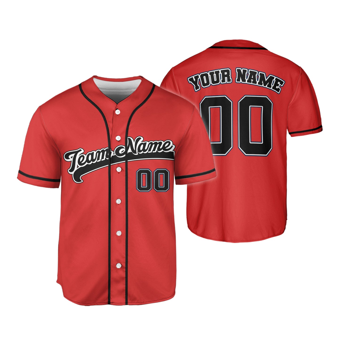 Personalized Name Custom Collection Red Color Baseball Jersey