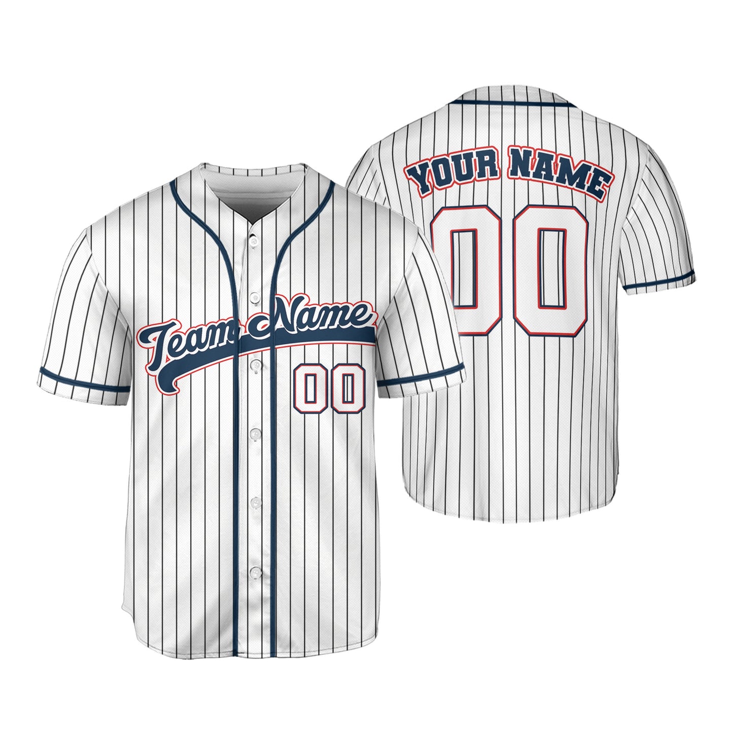 Personalized Name Custom Collection White Black Striped Baseball Jersey