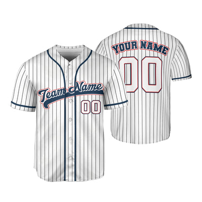 Personalized Name Custom Collection White Black Striped Baseball Jersey