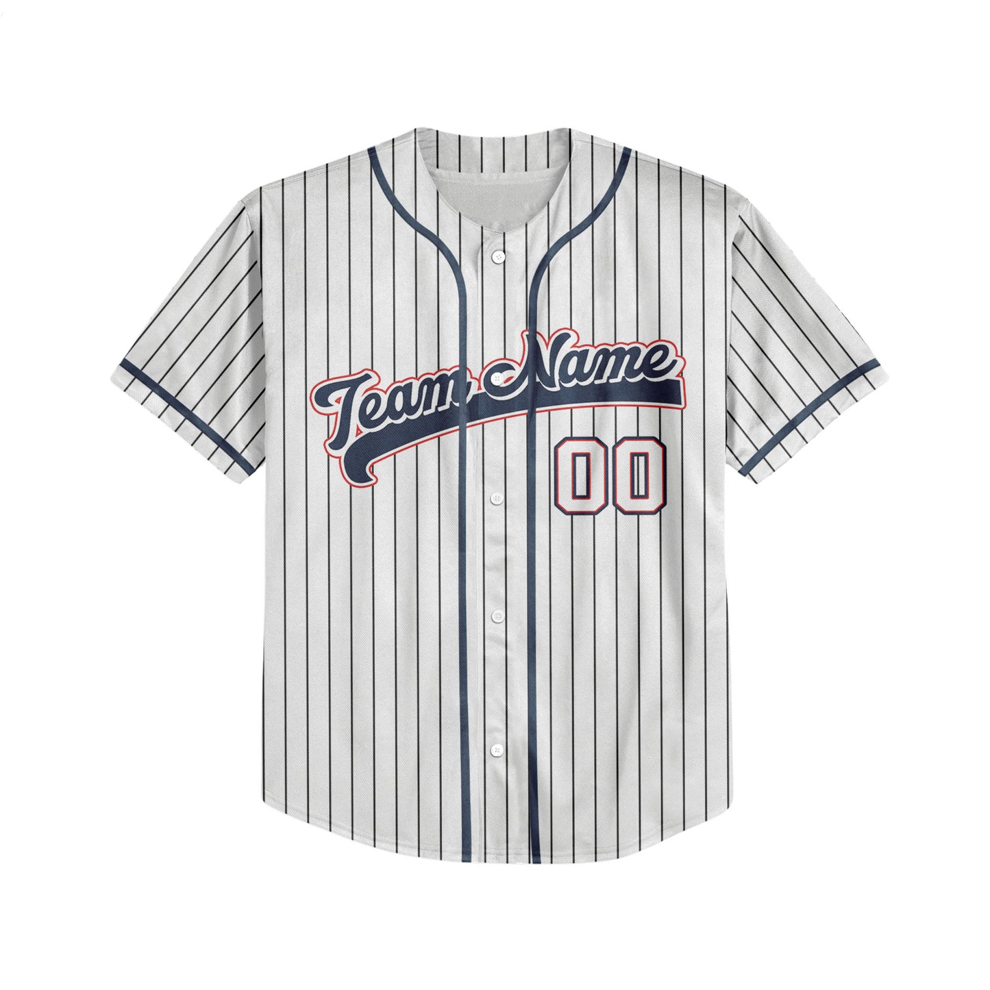 Personalized Name Custom Collection White Black Striped Baseball Jersey
