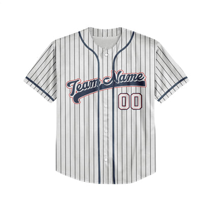 Personalized Name Custom Collection White Black Striped Baseball Jersey