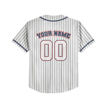 Personalized Name Custom Collection White Black Striped Baseball Jersey