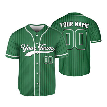 Personalized Team Name And Number Collection Green Striped Baseball Jersey