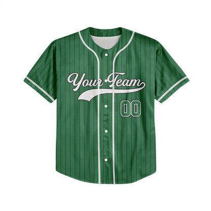 Personalized Team Name And Number Collection Green Striped Baseball Jersey