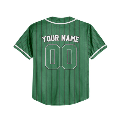 Personalized Team Name And Number Collection Green Striped Baseball Jersey