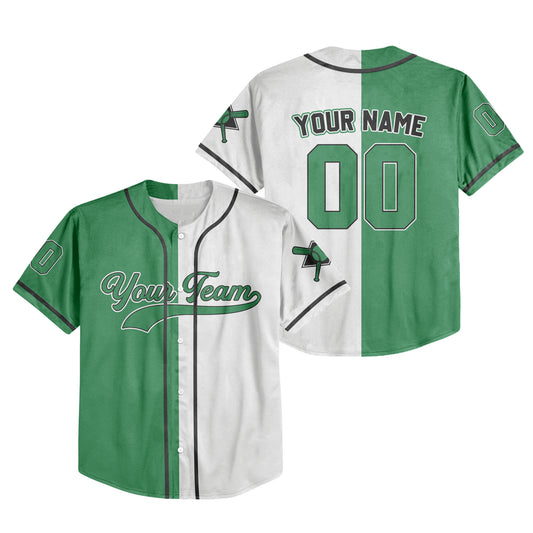 Personalized Team Name And Number Collection Green White Baseball Jersey