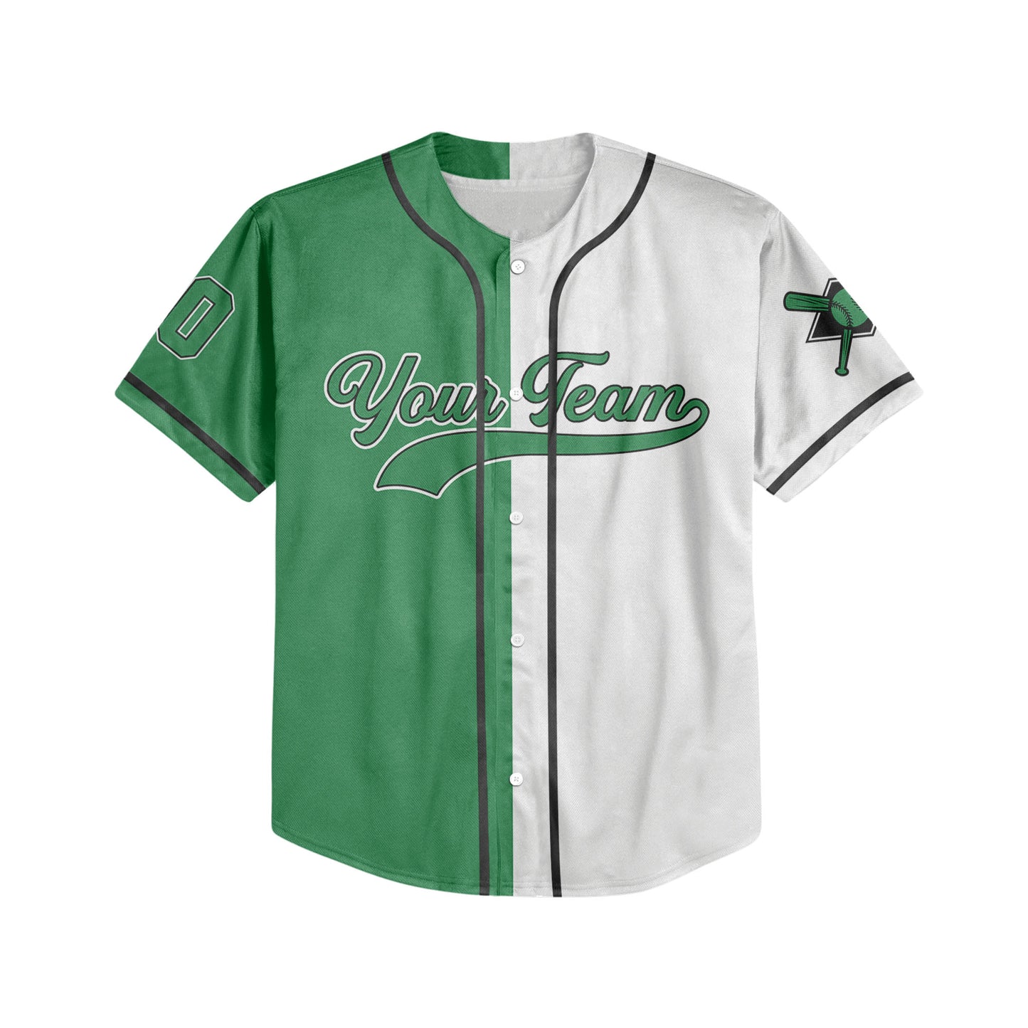 Personalized Team Name And Number Collection Green White Baseball Jersey