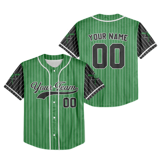 Personalized Team Name And Number Collection Striped Black Sleeve Baseball Jersey