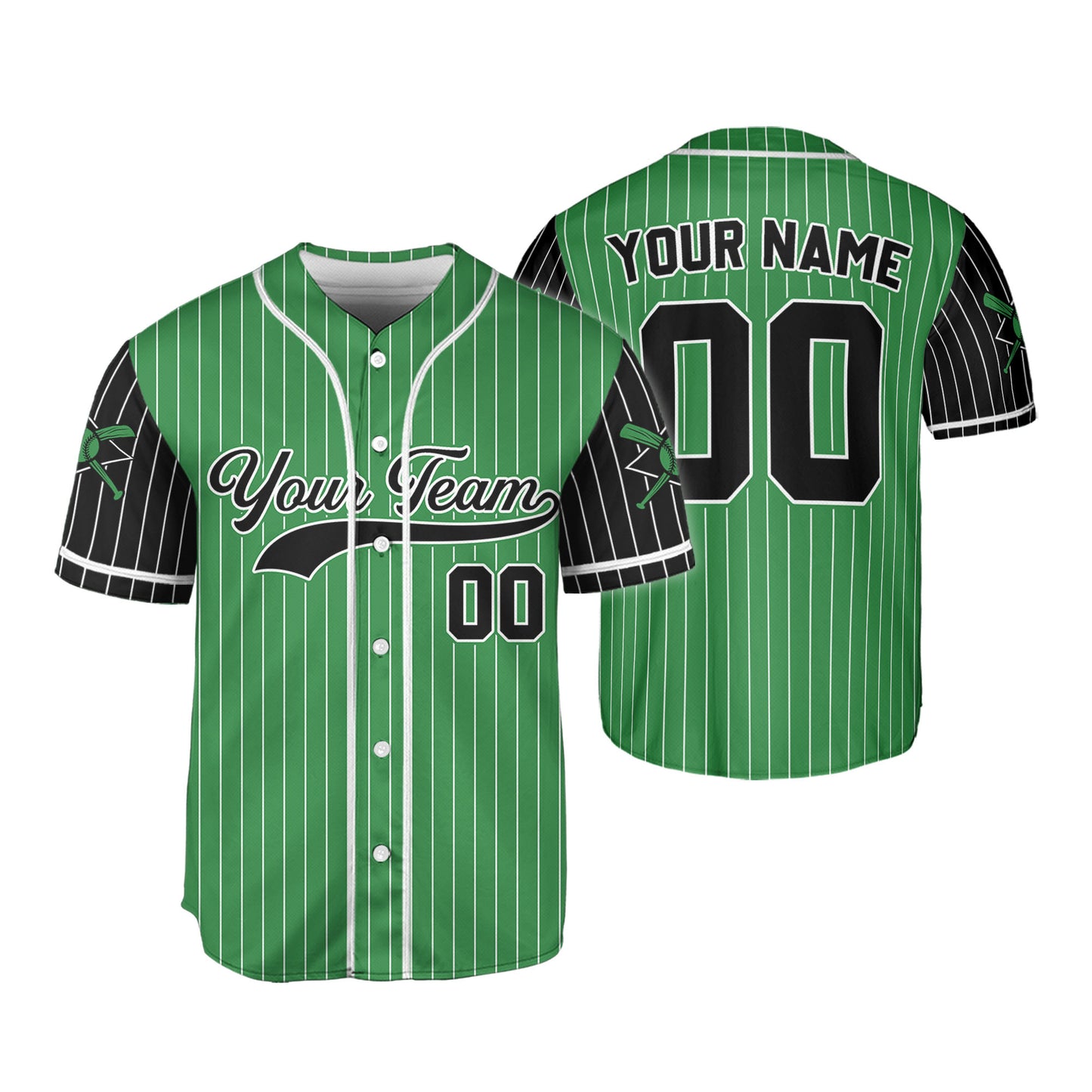 Personalized Team Name And Number Collection Striped Black Sleeve Baseball Jersey