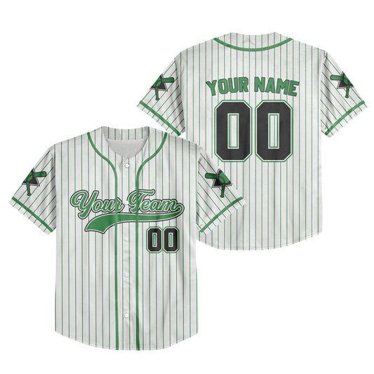 Personalized Team Name And Number Collection Striped Green Baseball Jersey