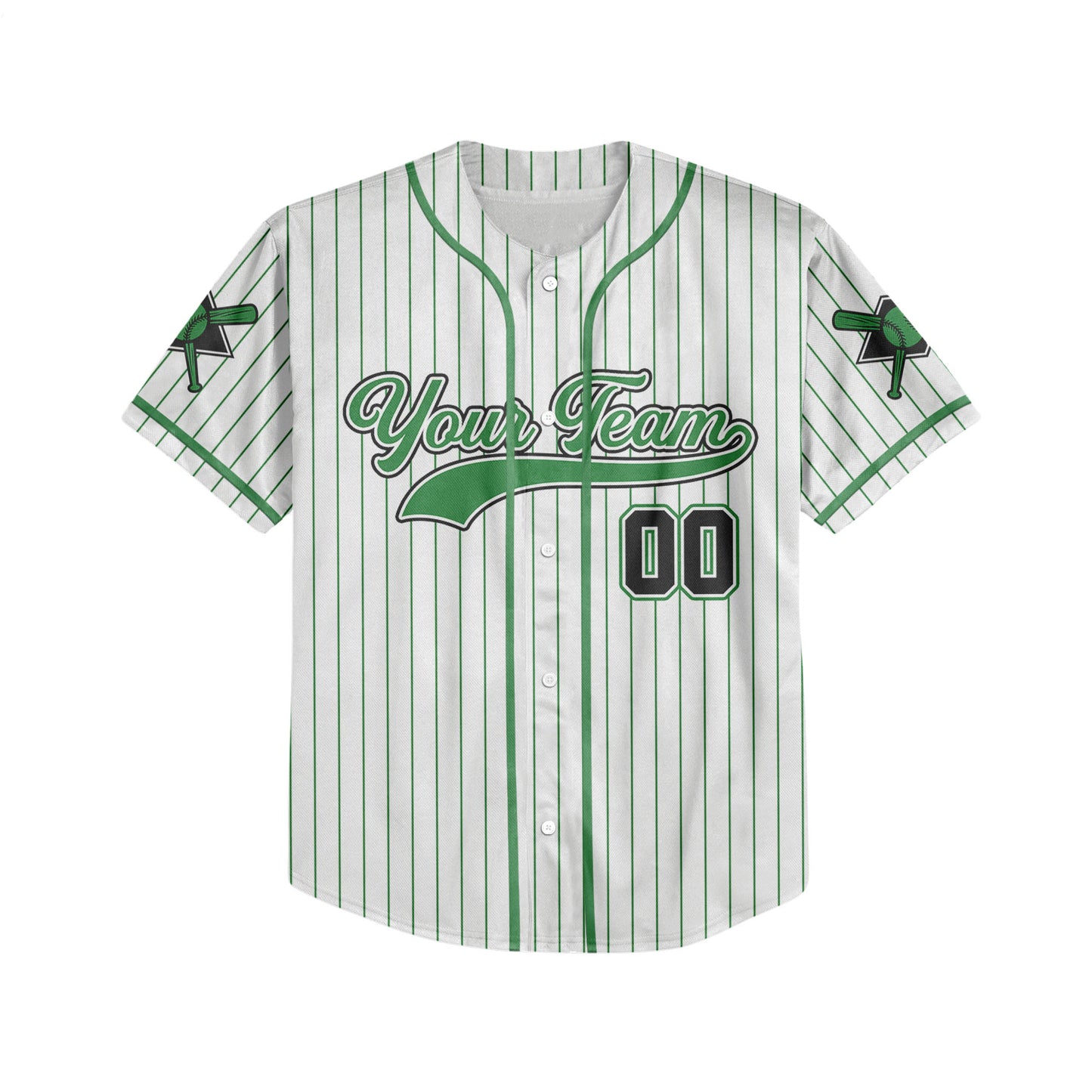 Personalized Team Name And Number Collection Striped Green Baseball Jersey
