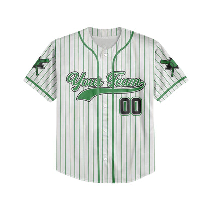 Personalized Team Name And Number Collection Striped Green Baseball Jersey