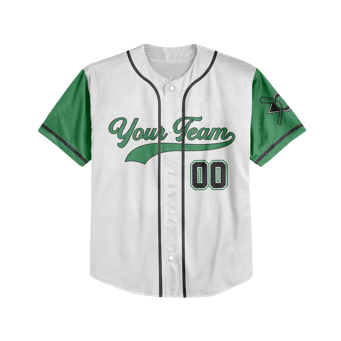 Personalized Team Name And Number Collection White Green Sleeve Baseball Jersey