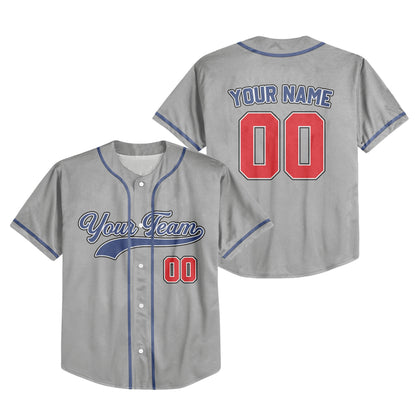 Personalized Team Name And Number Custom Collection Great Grey Baseball Jersey