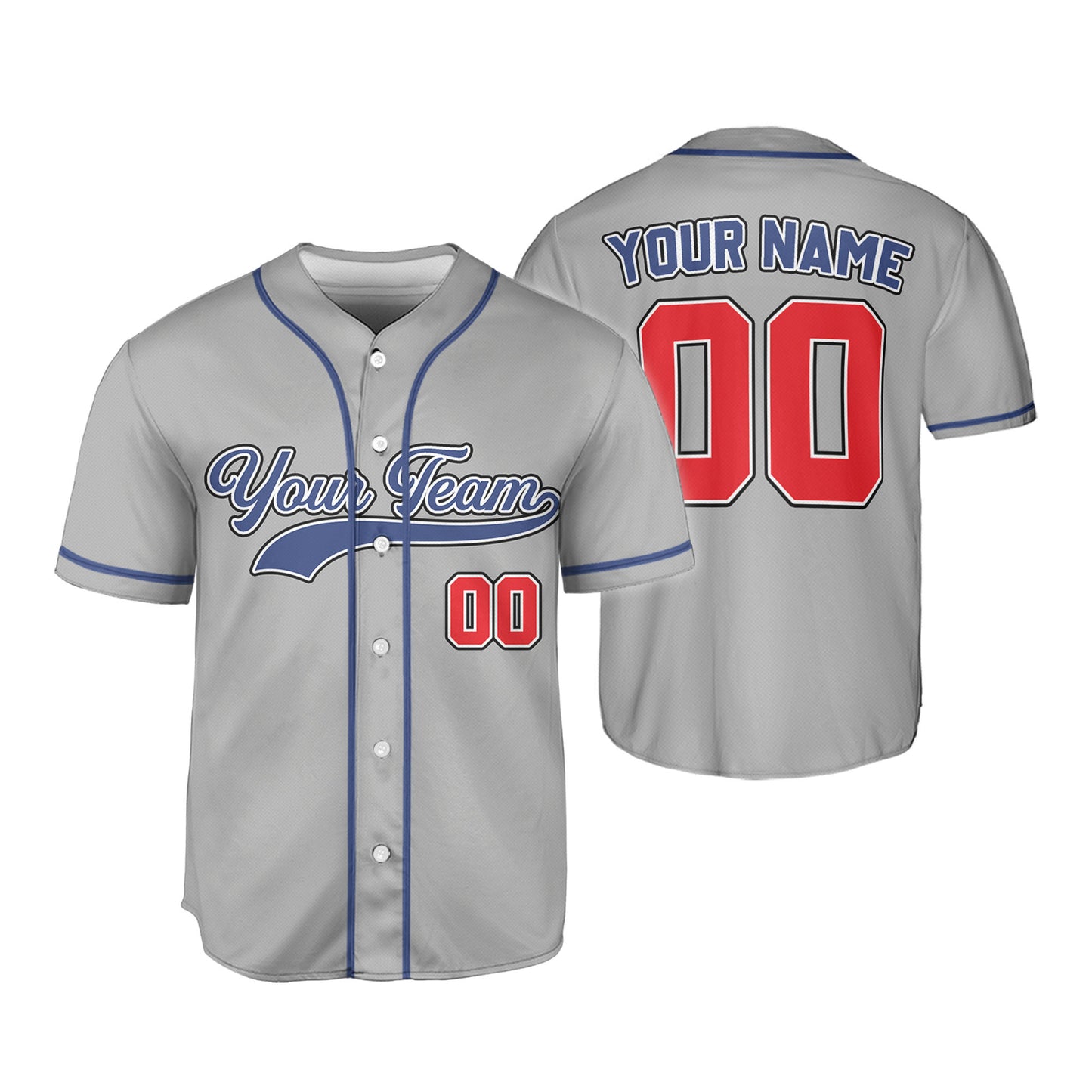 Personalized Team Name And Number Custom Collection Great Grey Baseball Jersey