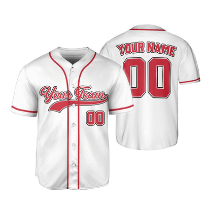Personalized Team Name And Number Custom Collection Great White Baseball Jersey
