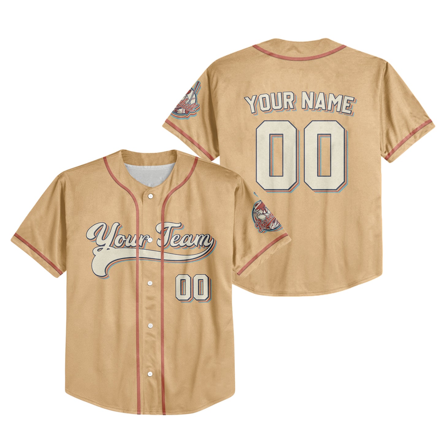 Personalized Vintage Team Name And Number Custom Collection Orange Baseball Jersey