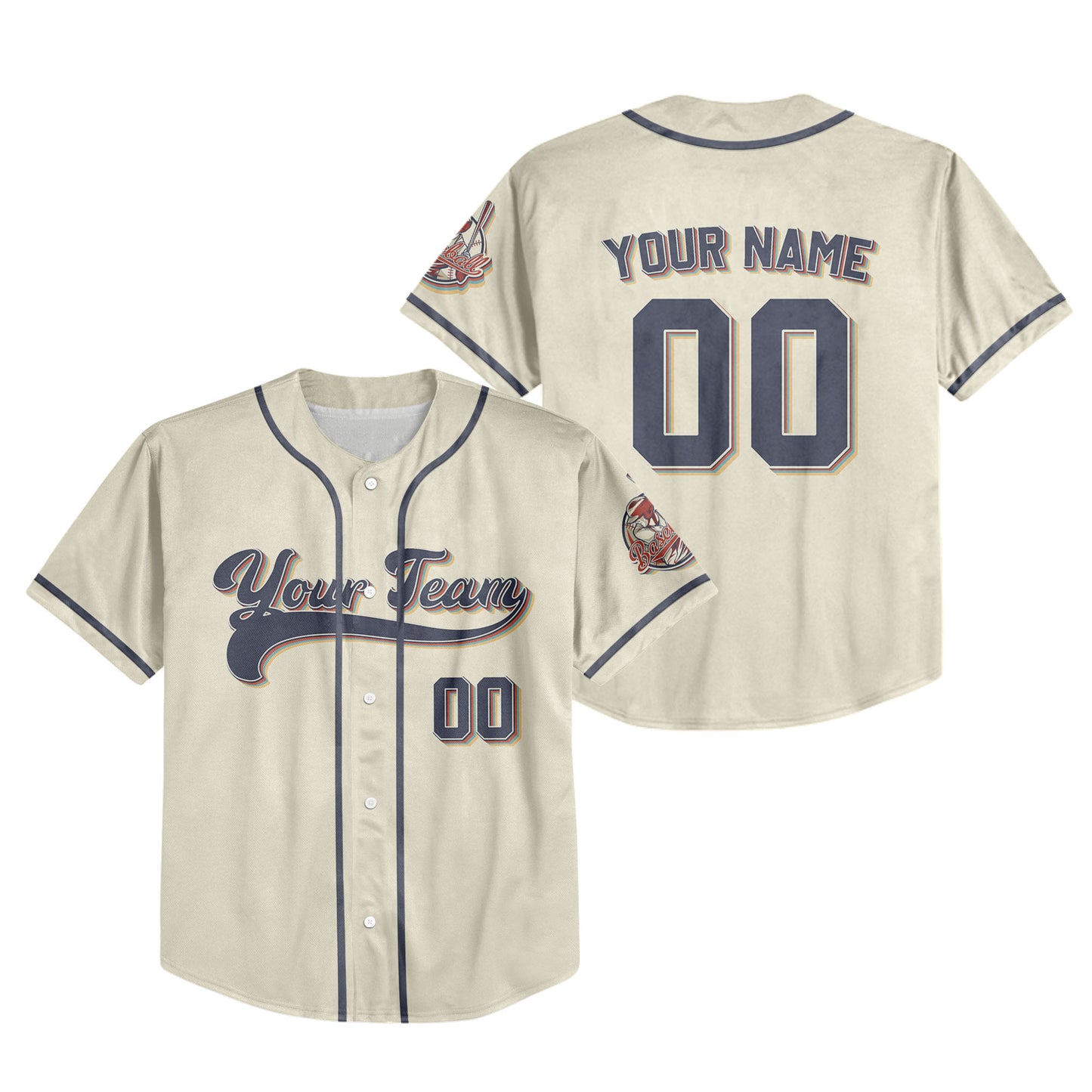 Personalized Vintage Team Name And Number Custom Collection Sand Baseball Jersey