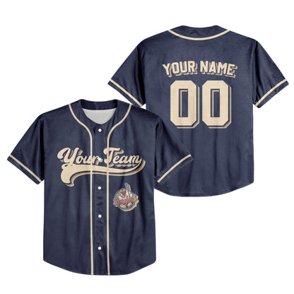 Personalized Vintage Team Name Custom Collection Navy Baseball Jersey
