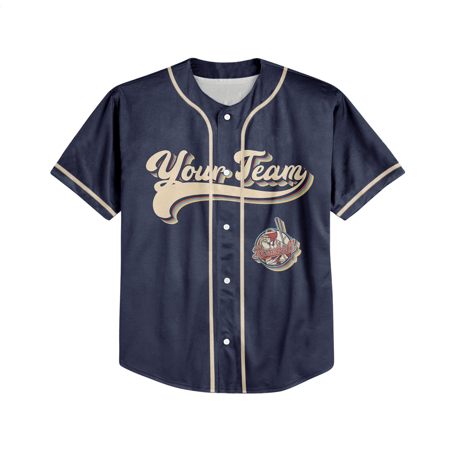 Personalized Vintage Team Name Custom Collection Navy Baseball Jersey