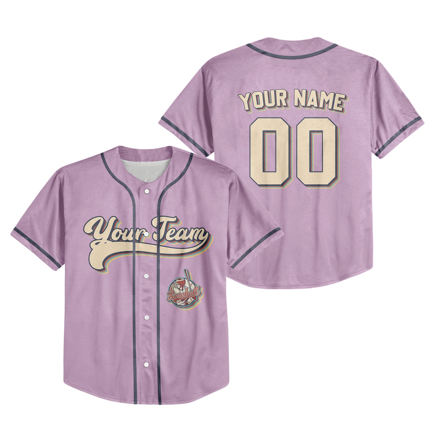 Personalized Vintage Team Name Custom Collection Pink Baseball Jersey