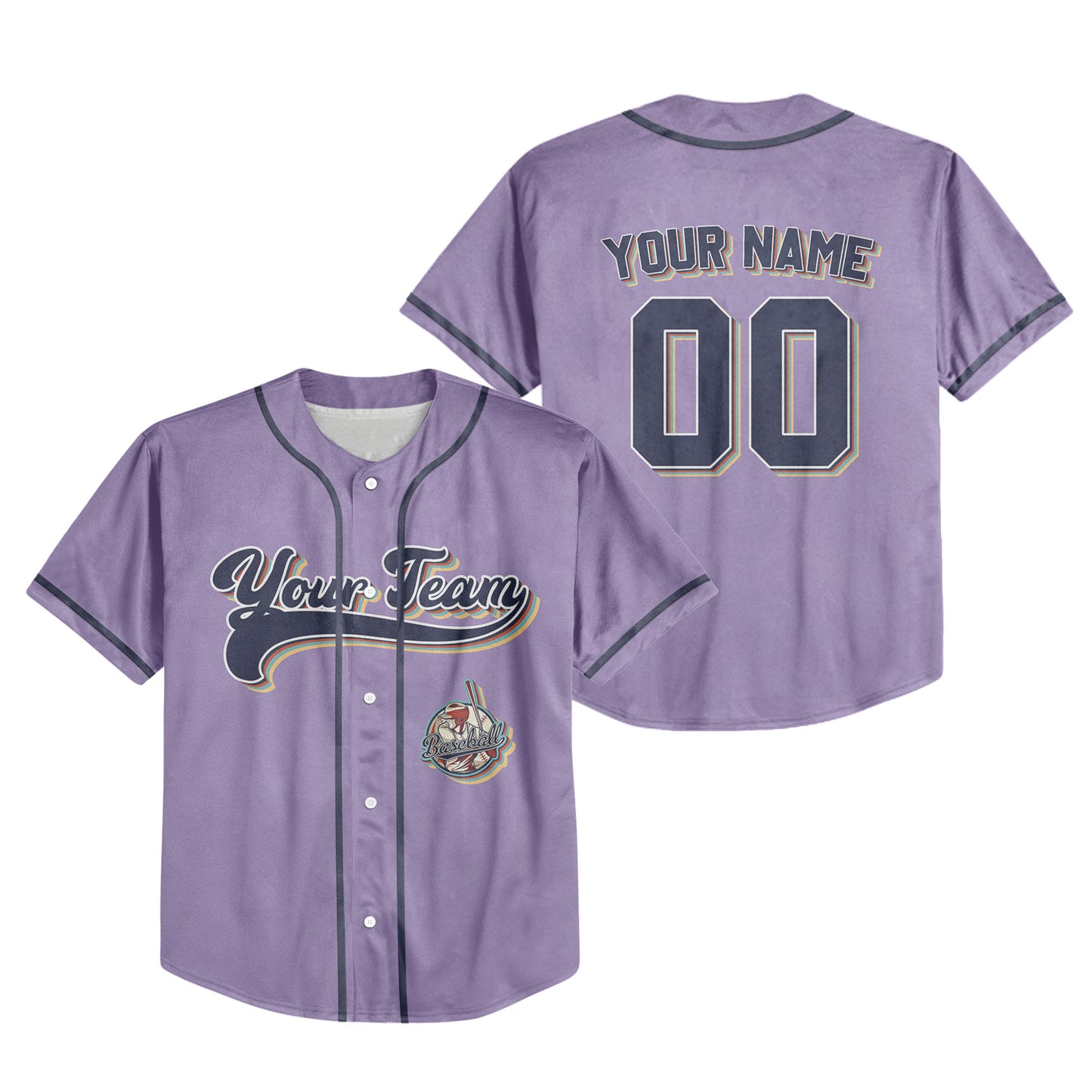 Personalized Vintage Team Name Custom Collection Purple Baseball Jersey