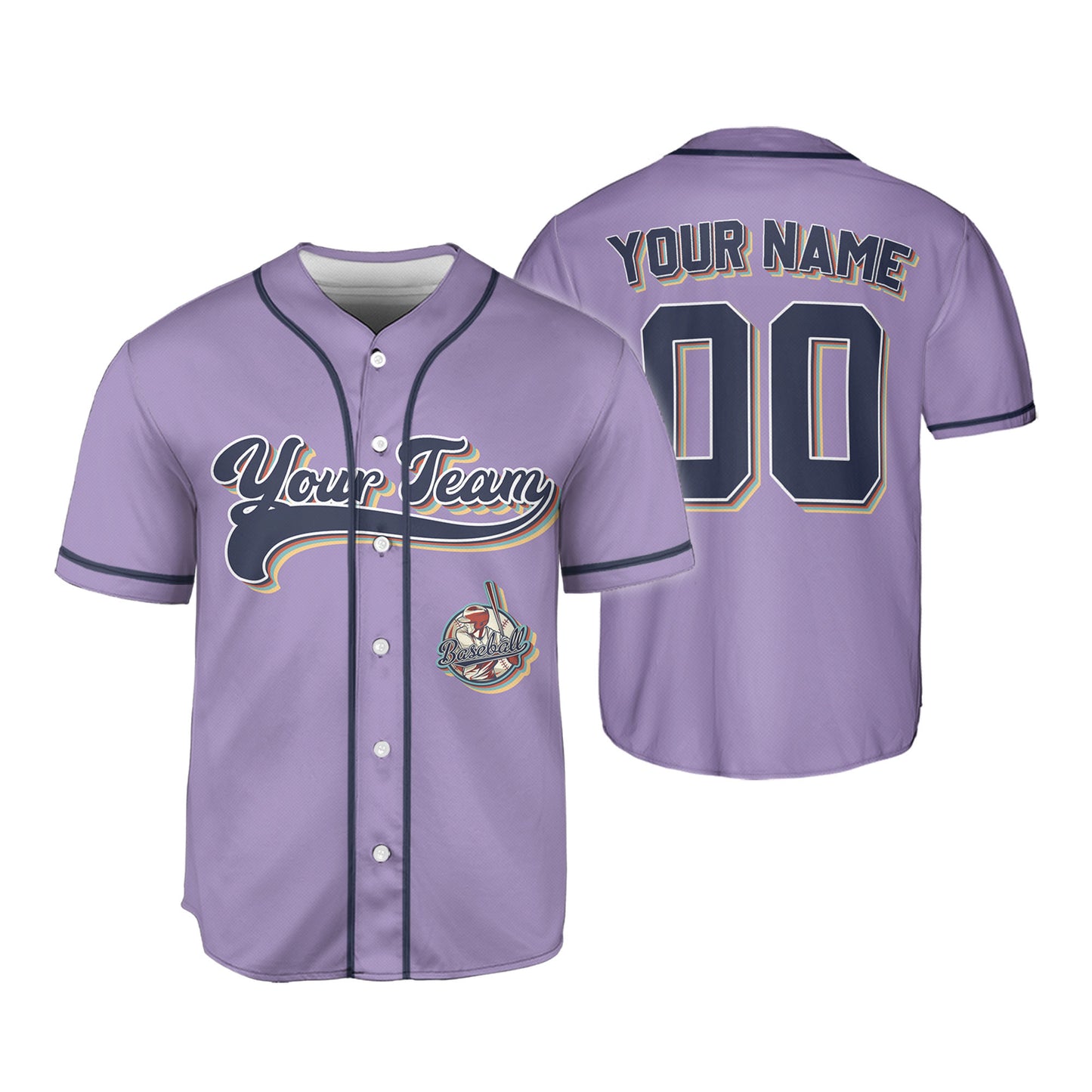 Personalized Vintage Team Name Custom Collection Purple Baseball Jersey
