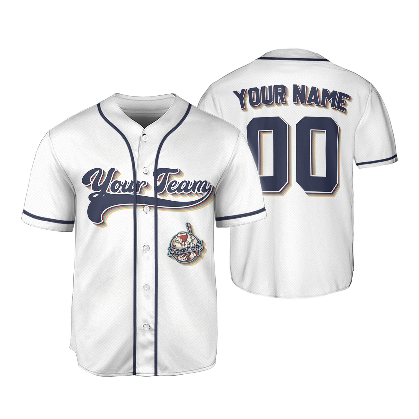 Personalized Vintage Team Name Custom Collection White Baseball Jersey