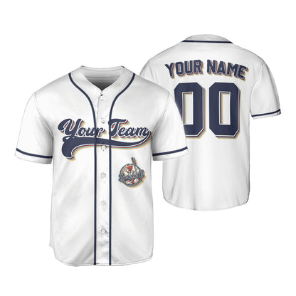 Personalized Vintage Team Name Custom Collection White Baseball Jersey