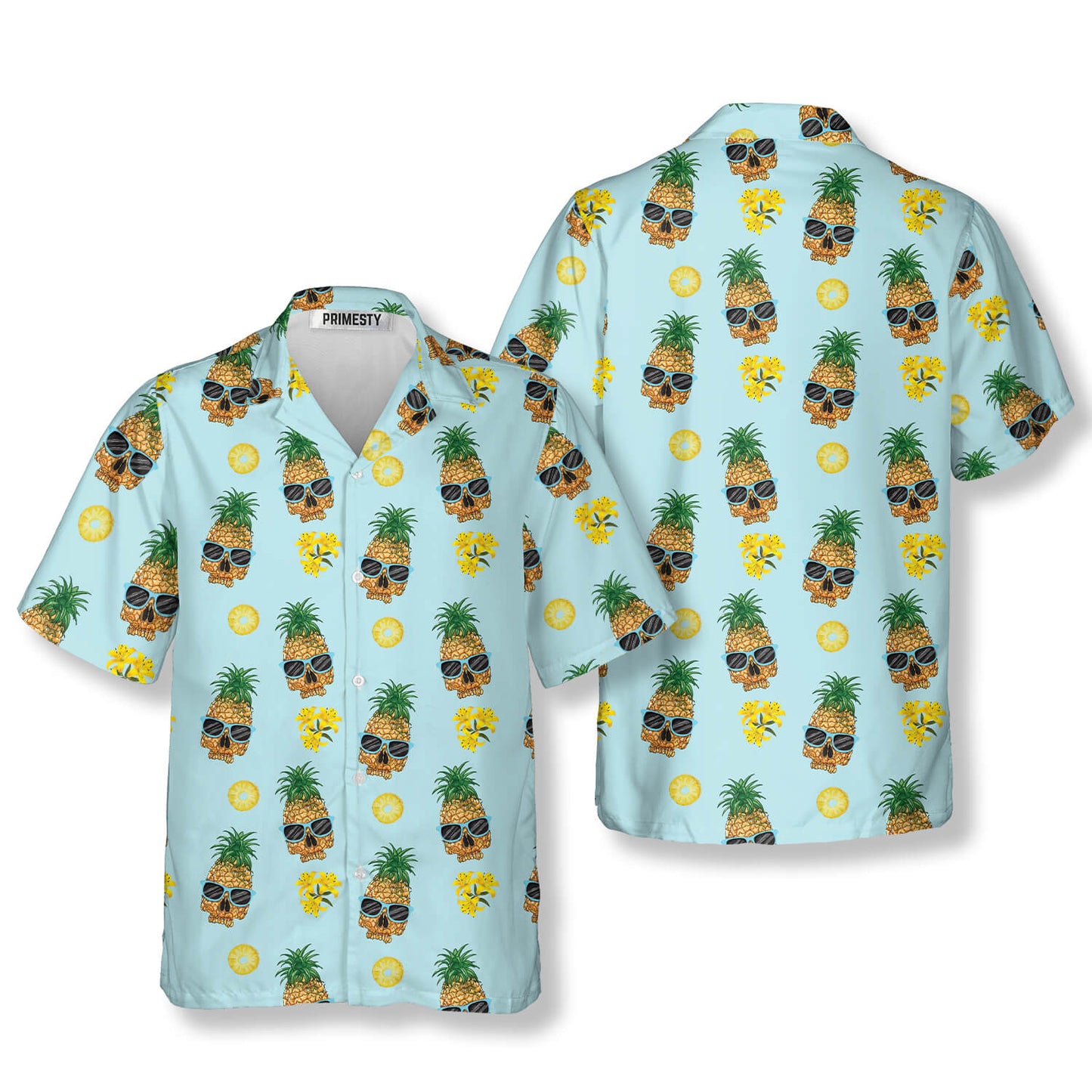 Pineapple Skull With Sunglasses Skull Hawaiian Shirt - Primesty