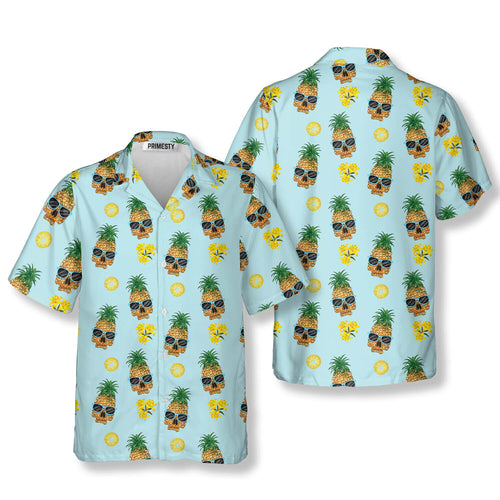 Pineapple Skull With Sunglasses Skull Hawaiian Shirt - Primesty