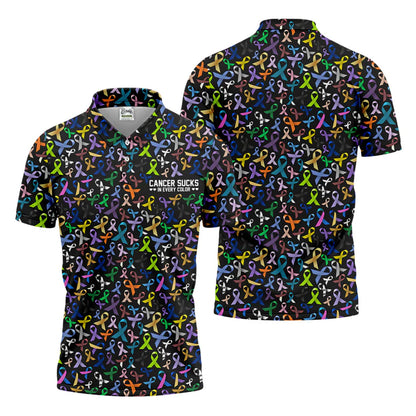 Cancer Sucks In Every Color Golf Tops For Men, Mens Golf Polo Shirts