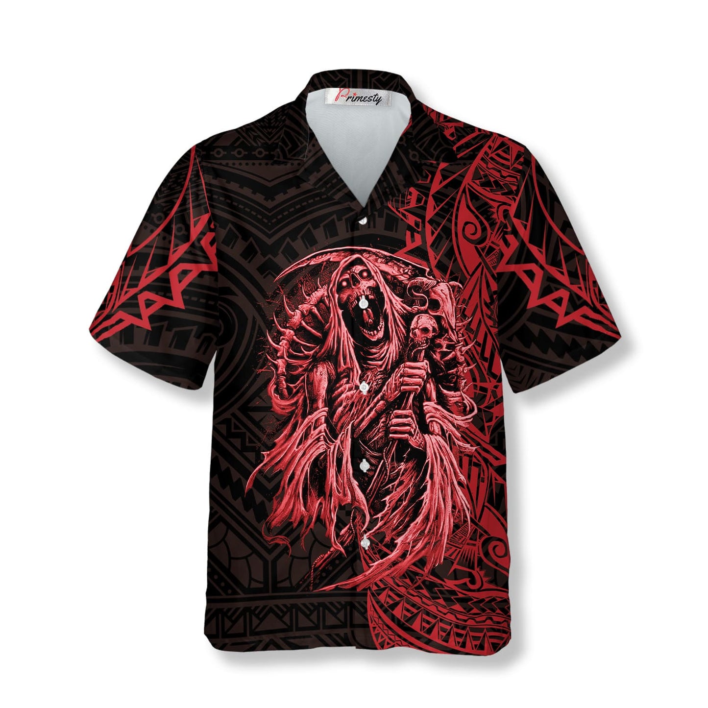 Red Death Skull Hawaiian Shirts For Men
