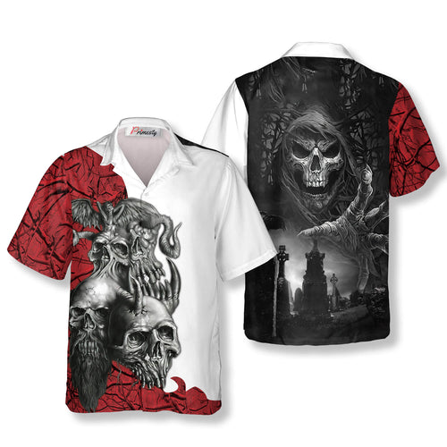 Red Roots Skull Hawaiian Shirt - Primesty
