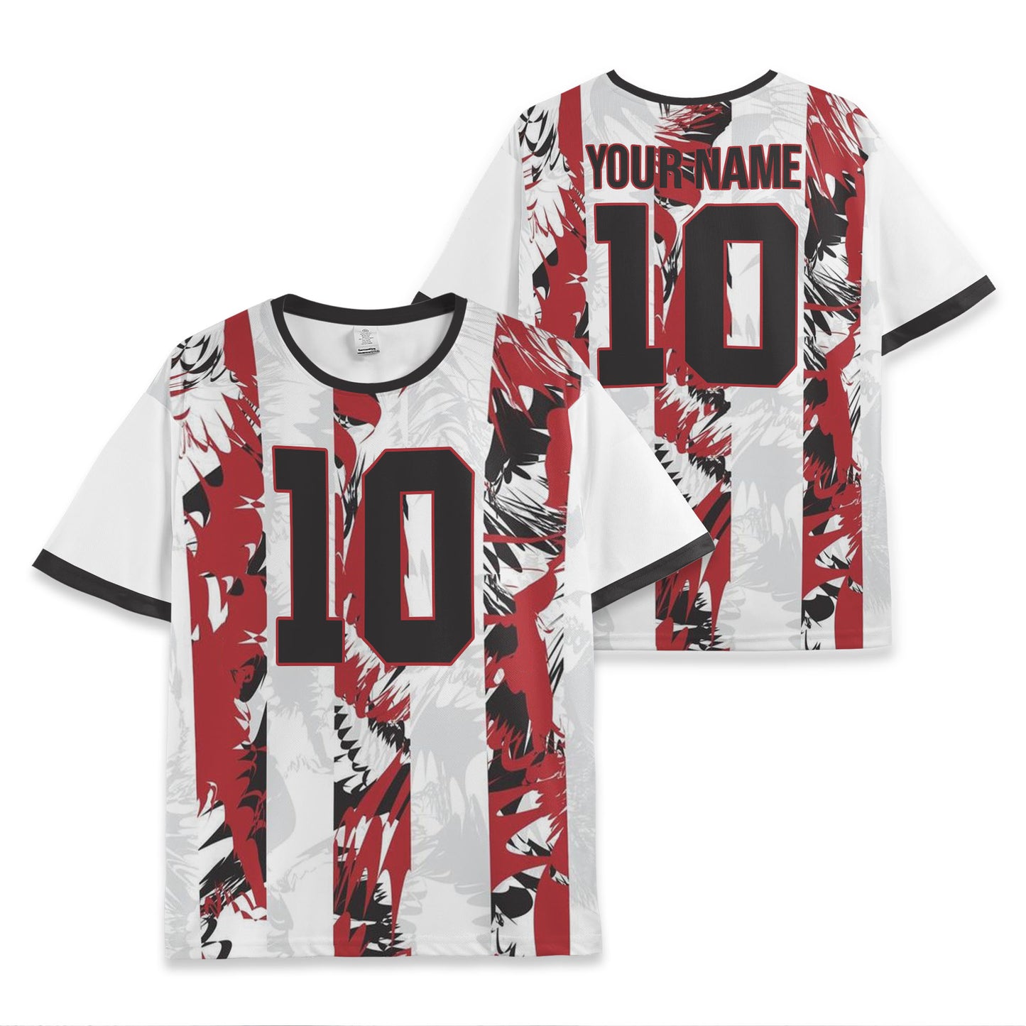 Custom Team Red and White Bold Stripe Soccer Jersey