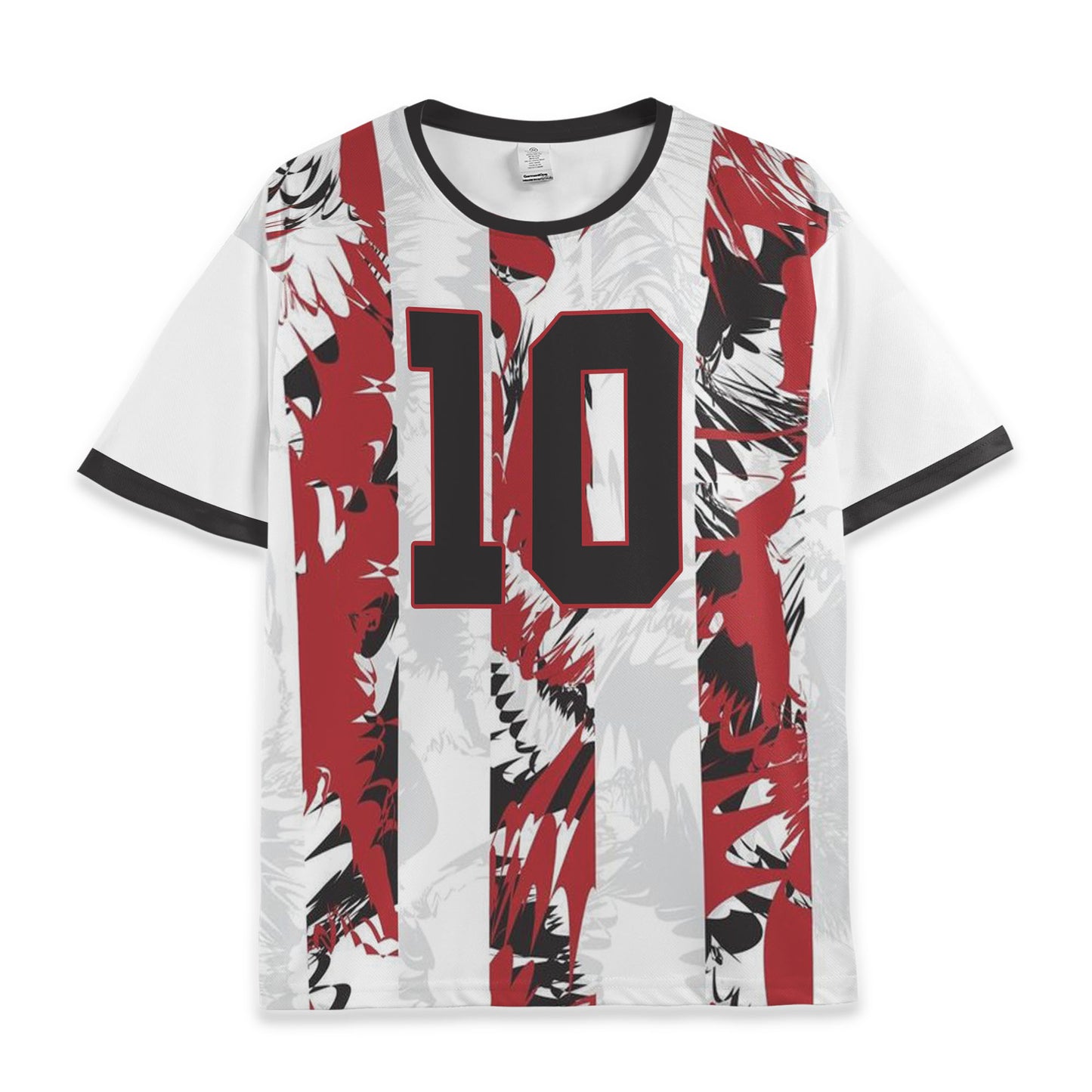 Custom Team Red and White Bold Stripe Soccer Jersey