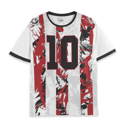 Custom Team Red and White Bold Stripe Soccer Jersey