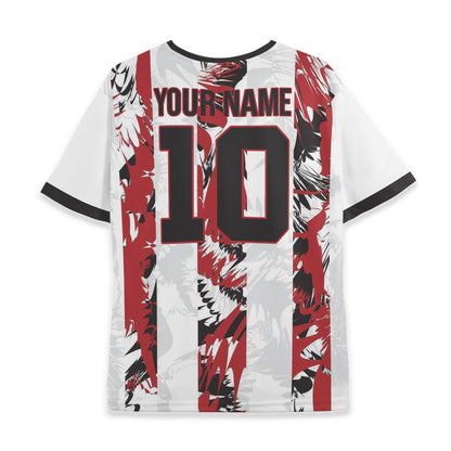 Custom Team Red and White Bold Stripe Soccer Jersey