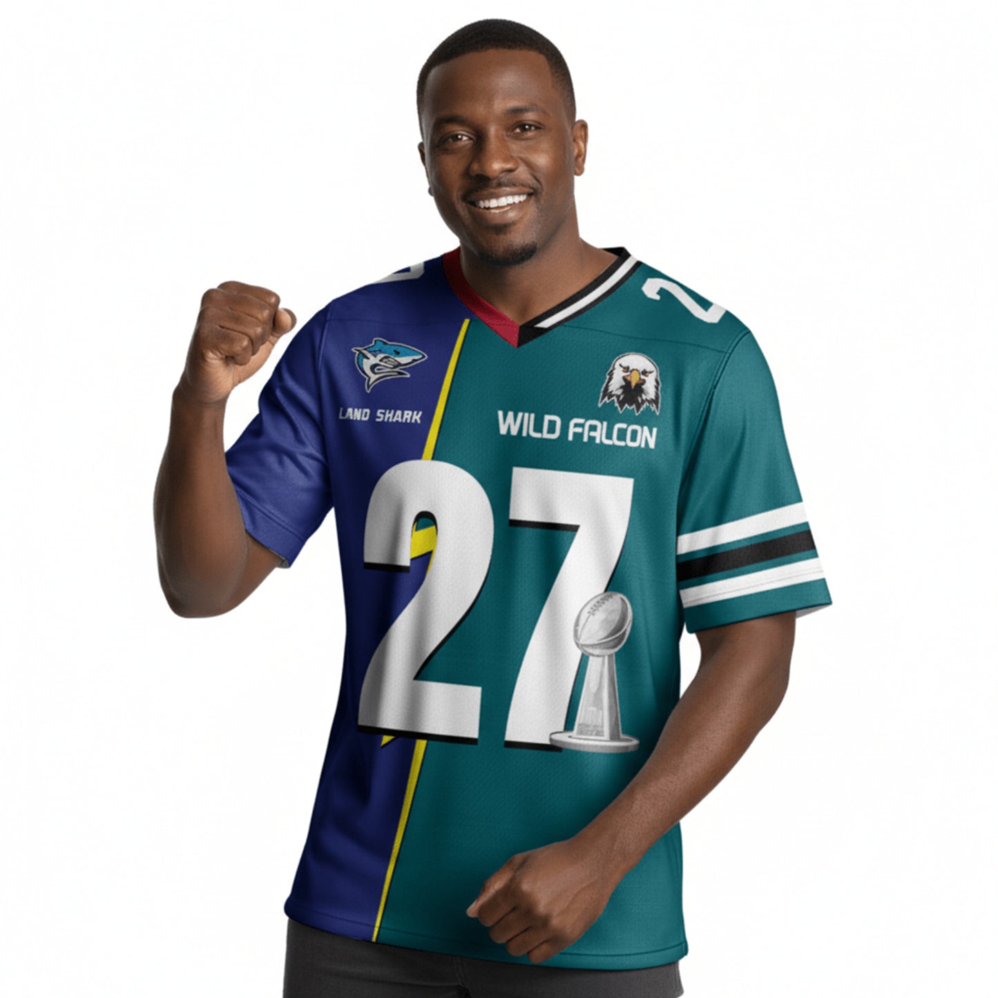 Custom Rival Team Half and Half Football Jersey