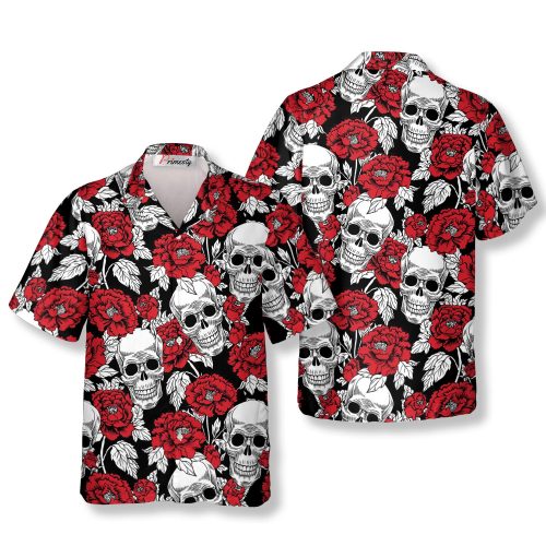 Roses And Skeleton Skull Hawaiian Shirt - Primesty