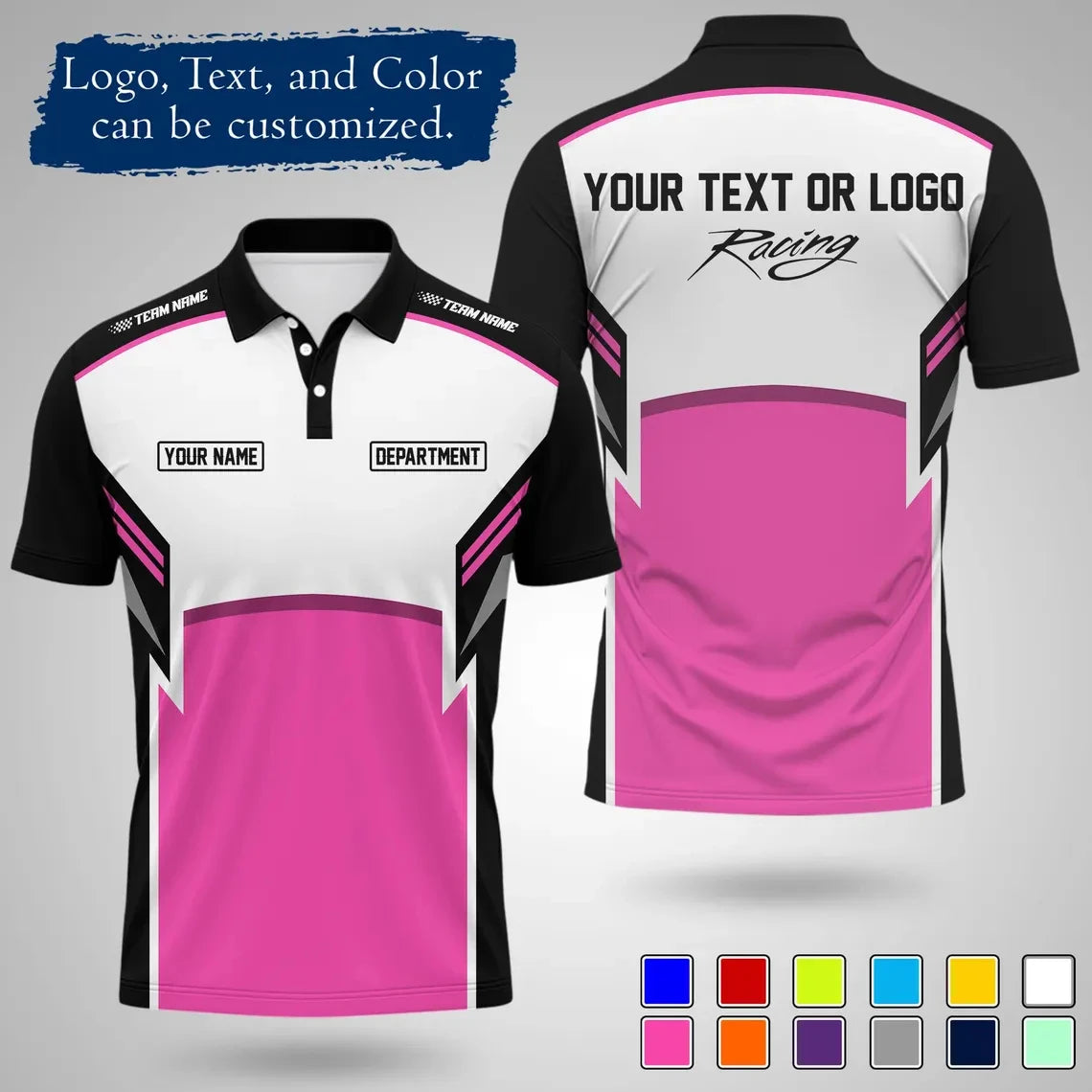 Custom Racing Polo Shirt  Team Name Print Breathable For Work