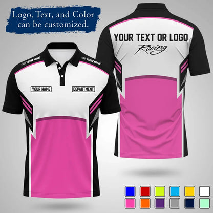 Custom Racing Polo Shirt  Team Name Print Breathable For Work