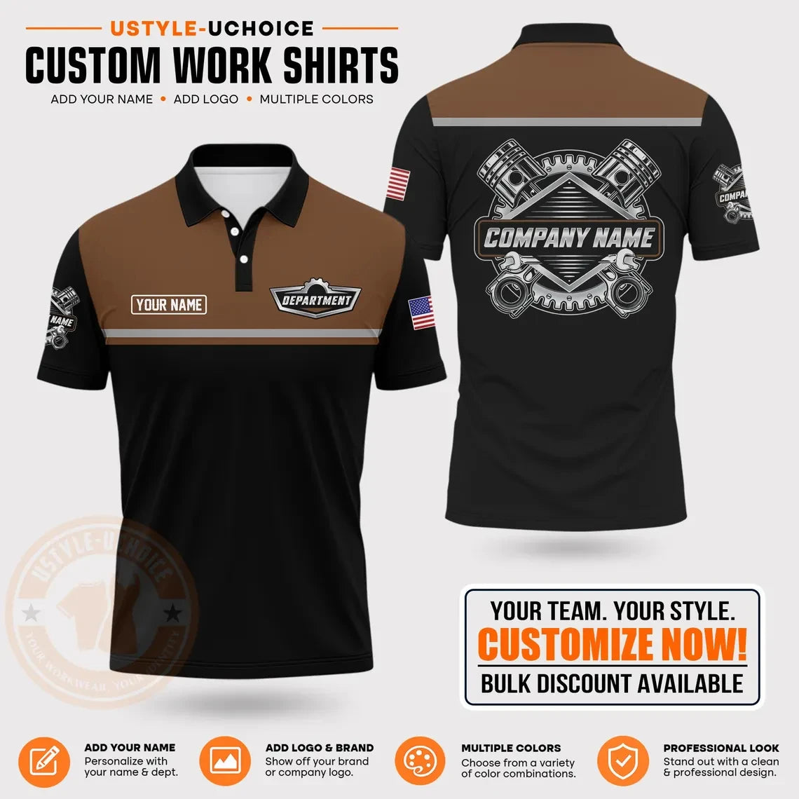 Custom Mechanic Work Pattern Polo Shirt Uniform For Men