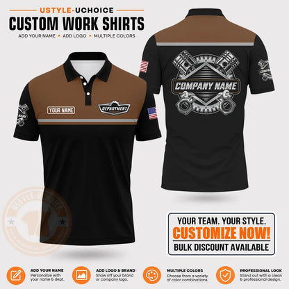 Custom Mechanic Work Pattern Polo Shirt Uniform For Men
