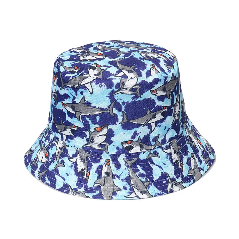 Double-Sided Ocean Print Bucket Hat for Men/Women Travel & Outdoor Casual Hip Hop
