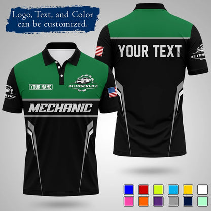 Customizable Mechanic Work Text And Logo Polo Shirts