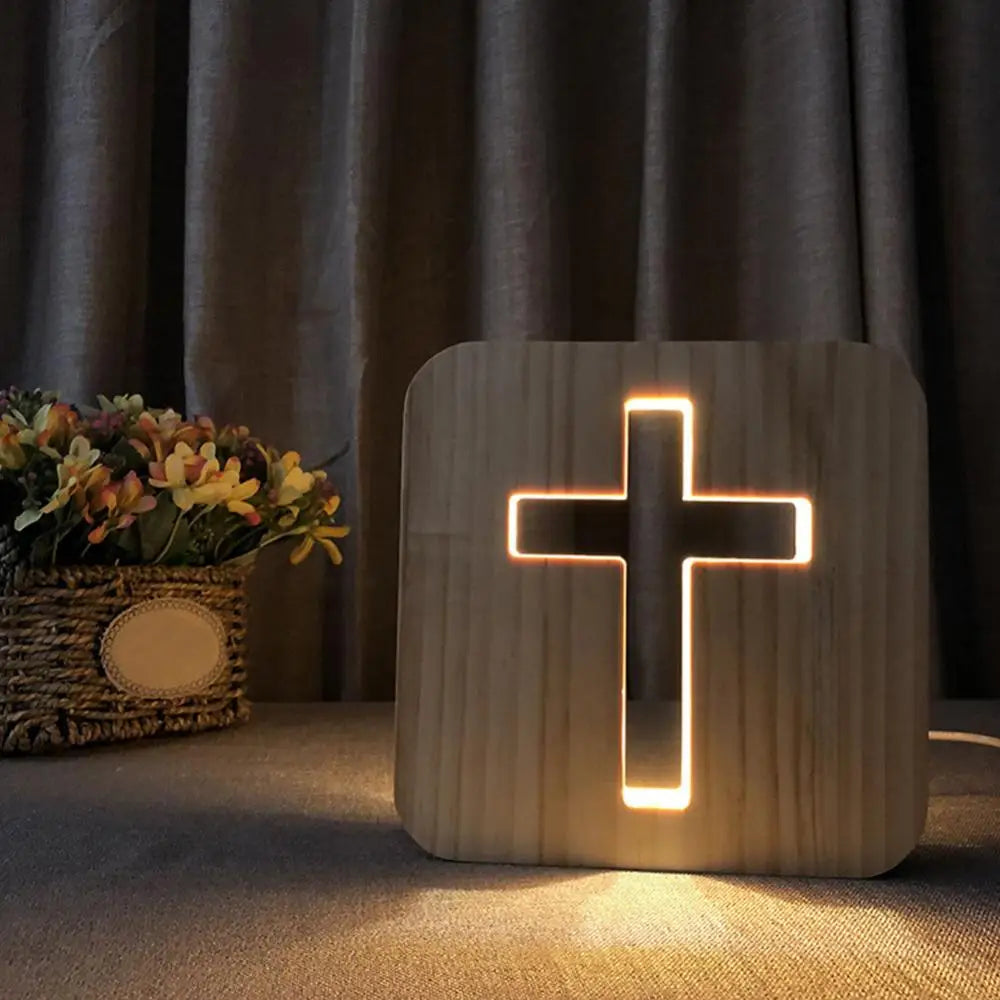Lumen Wooden Cross Lamp Decor