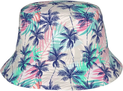 Tropical Banana Leaf Print Bucket Hat Unisex Summer Sun Hat UV Protection Casual Outdoor Beach Vacation Fisherman Hat
